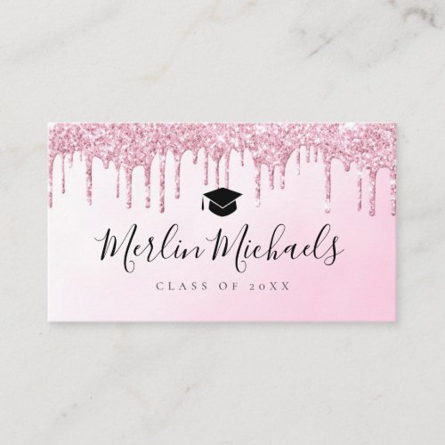 Trendy glitter graduation name insert card
