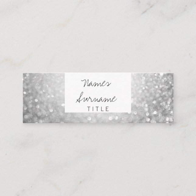 Trendy Glitter Jewel Mini Silver Business Card (Front)