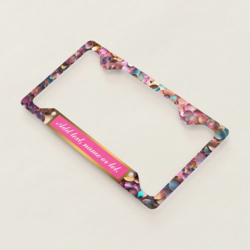 Trendy Glitter Opal Holographic Collection License Plate Frame