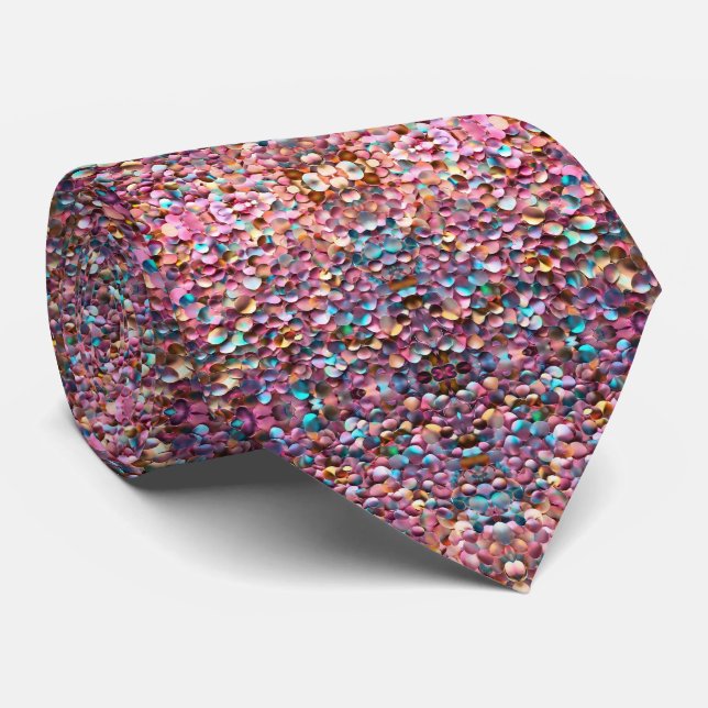 Trendy Glitter Opal Holographic Collection Neck Tie (Rolled)