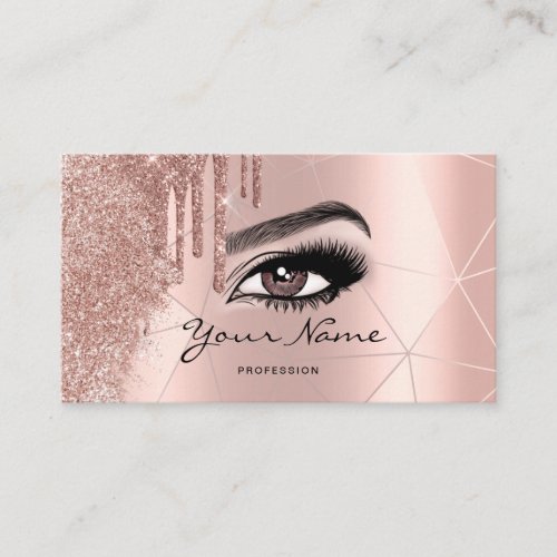 Trendy Glitter Rose gold Drips Geometric Modern Business Card