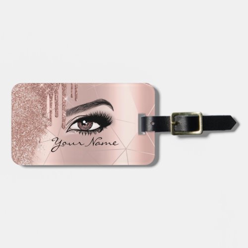 Trendy Glitter Rose gold Drips Modern Luggage Tag