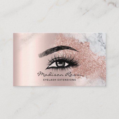Trendy Glitter Rose gold drips textured marble Business Card