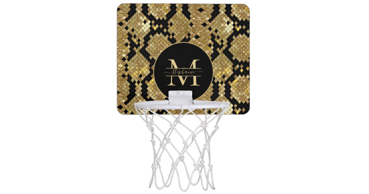 Pink Rose Gold Glitter & Sparkle Monogram Name Mini Basketball Hoop, Zazzle