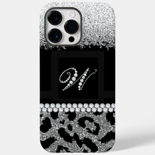 Trendy Glittery Diamond Personalised Monogram  Case_Mate iPhone 14 Pro Max Case