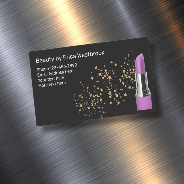 Trendy Glitzy Beauty Fashion Lipstick  Business Card Magnet (Creator Uploaded)