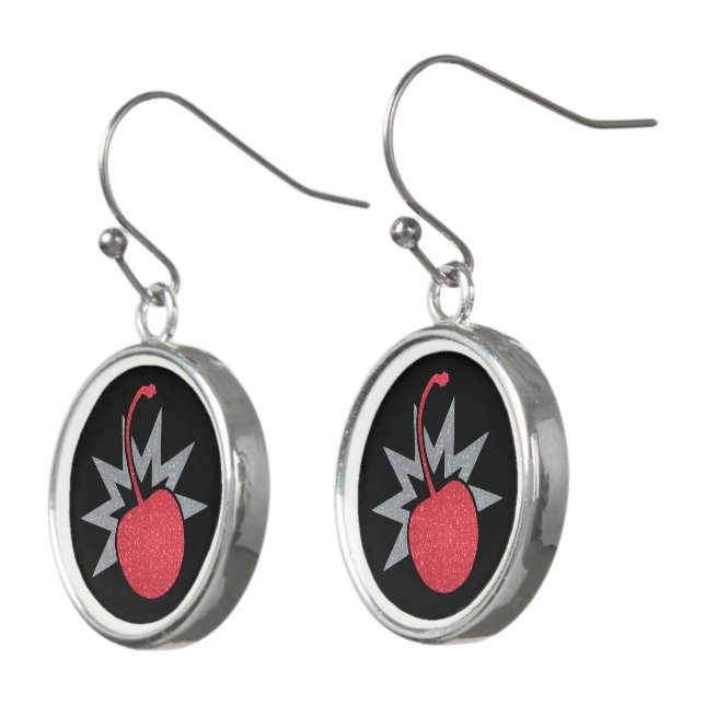Trendy Glitzy Cherry Bomb Earrings (Angled)