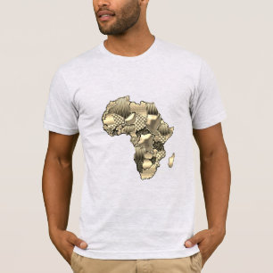 Trendy Gold African Map Motif T-Shirt