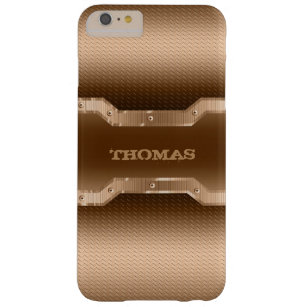 Trendy Gold And Light Brown Brushed Metal Look Barely There iPhone 6 Plus Case
