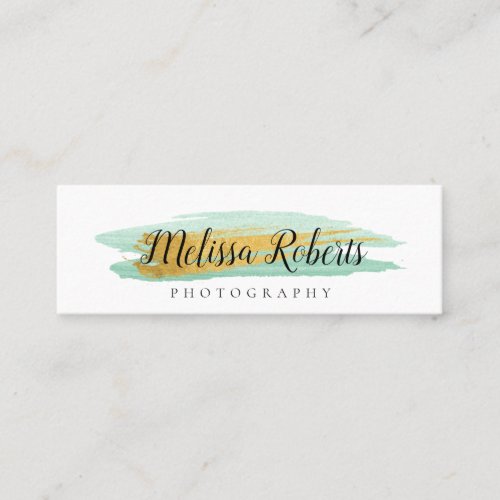 trendy gold and mint green business card