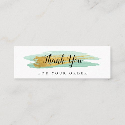 trendy gold and mint Thank you business card