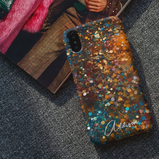 Trendy Gold and Teal Sparkle Glitter Case-Mate iPhone Case (Creator Uploaded)
