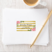 Trendy Gold and White Stripes Watercolor Floral Label (Insitu)