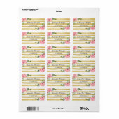 Trendy Gold and White Stripes Watercolor Floral Label (Full Sheet)