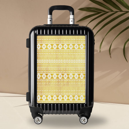 Trendy Gold Aztec Tribal Ethnic Pattern Luggage