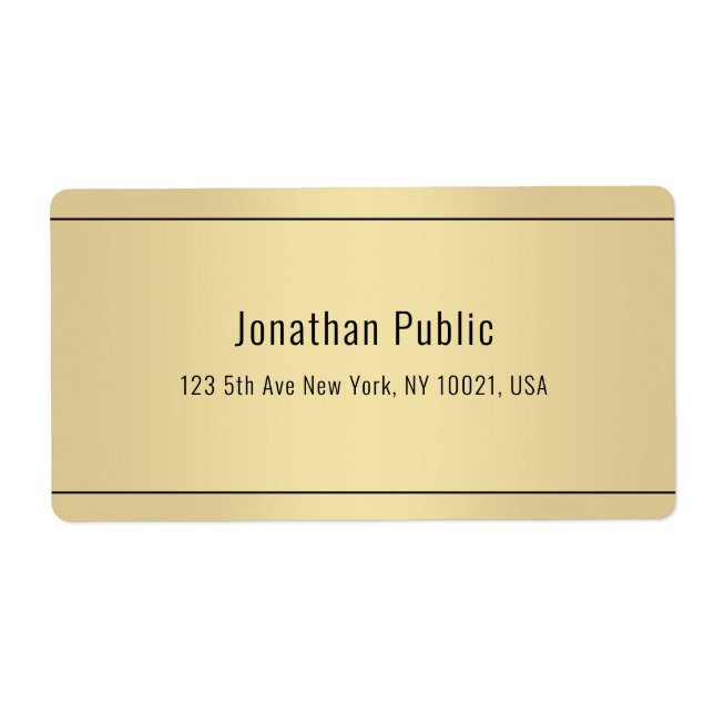 Trendy Gold Background Simple Template Shipping Label (Front)