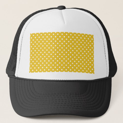 Trendy Gold background with white polka dots 1 Trucker Hat