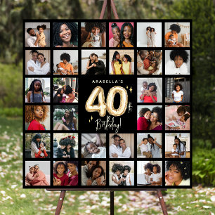 Trendy Gold Balloons Photo Collage 40th Birthday Foam Board
