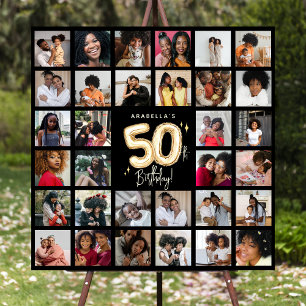 Trendy Gold Balloons Photo Collage 50th Birthday Foam Board