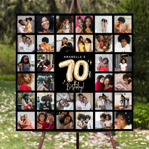 Trendy Gold Balloons Photo Collage 70th Birthday Foam Board
