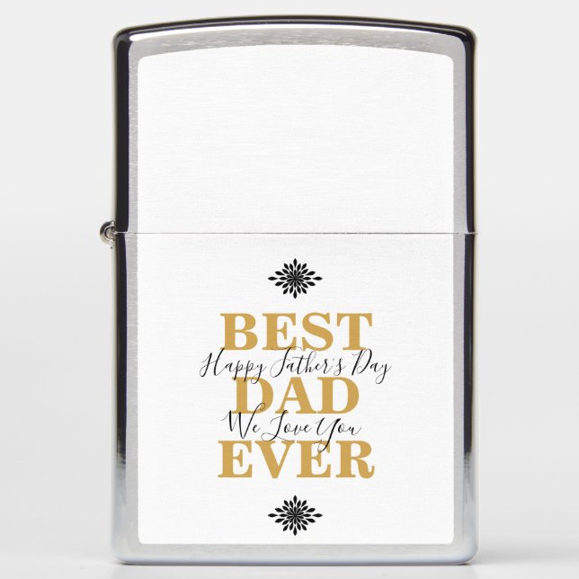 Trendy Gold Best Dad Ever Father Day Zippo Lighter (Front)