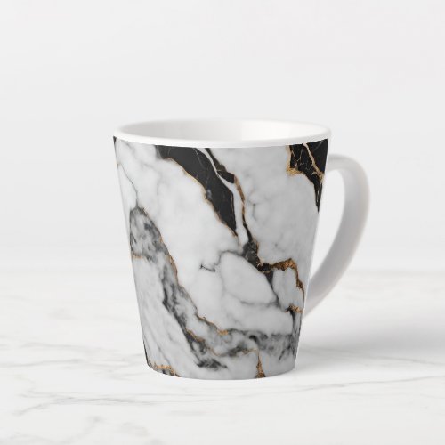 Trendy Gold Black and White Marble Latte Mug