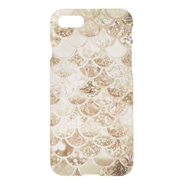 Trendy Gold Blush Ombre Glitter Mermaid Fish Scale Uncommon iPhone Case (Back)