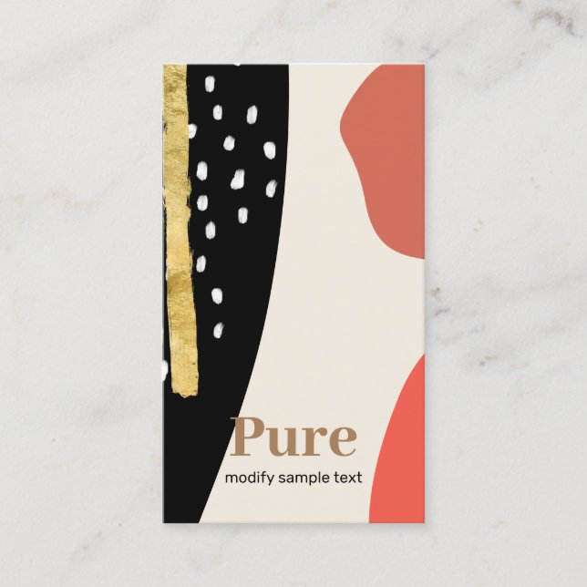 Trendy Gold Brush Modern Abstract Art Paint Shapes Business Card (Front)