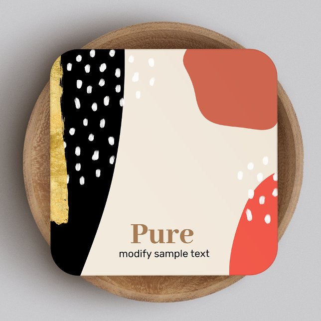 Trendy Gold Brush Modern Abstract Art Paint Shapes Square Business Card (Creator Uploaded)