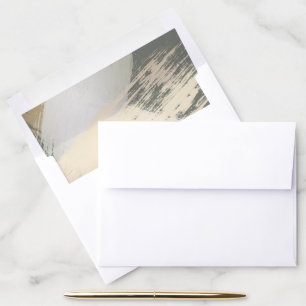 Trendy Gold Brush Strokes on Spruce Green Envelope Liner