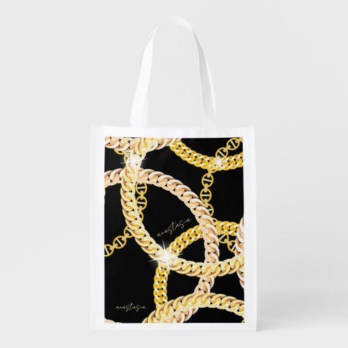Trendy Gold Chains Reusable Grocery Bag