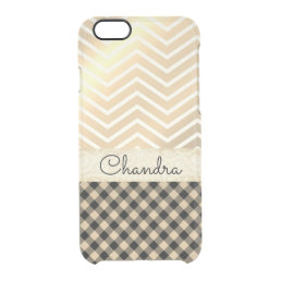 Trendy Gold Chevron Gingham Personalized     Clear iPhone 6/6S Case