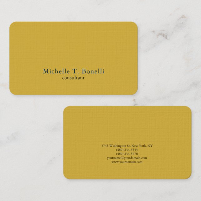 Trendy Gold Color Background Plain Creative Modern Business Card (Front/Back)