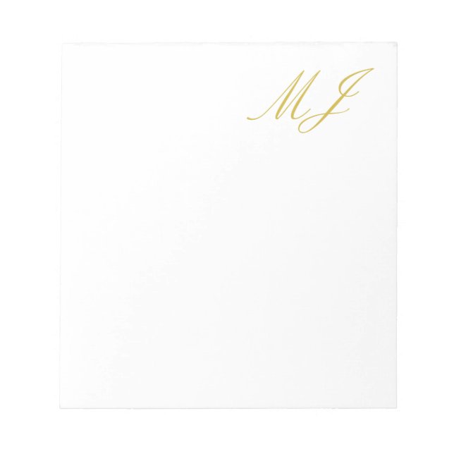 Trendy Gold Color Monogram Minimalist Modern Notepad (Front)