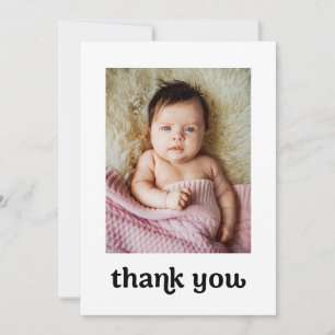 Trendy Gold cross Modern Baby Girl Photos Baptism Thank You Card