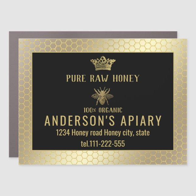 Trendy Gold crown honey bee apiary Car Magnet (Front)