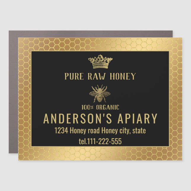 Trendy Gold crown honey bee apiary Car Magnet (Front)