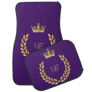 Trendy Gold Crown Monogrammed Car Floor Mat