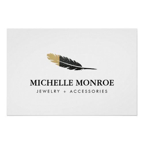 Trendy Gold Dipped Boho Feather Logo Download Poster
