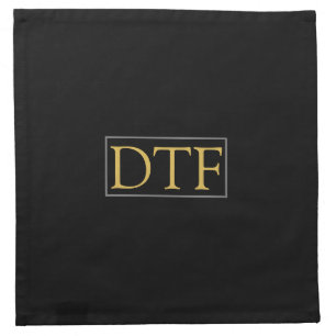Trendy Gold DIY Monogram/Name, Grey Border, Black Cloth Napkin