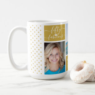 Trendy Gold Dotty Fifty & Fabulous 50th Birthday Coffee Mug