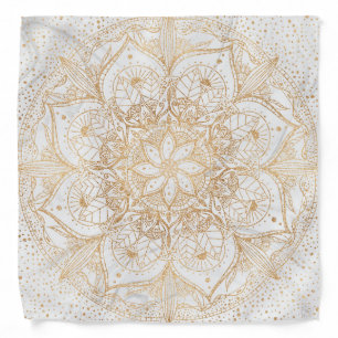 Trendy Gold Floral Mandala Marble Design Bandana