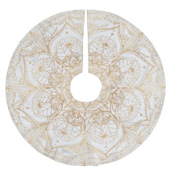 Trendy Gold Floral Mandala Marble Design Brushed Polyester Tree Skirt by Trendy_arT at Zazzle