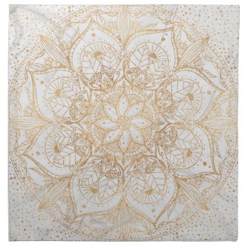 Trendy Gold Floral Mandala Marble Design Cloth Napkin by Trendy_arT at Zazzle