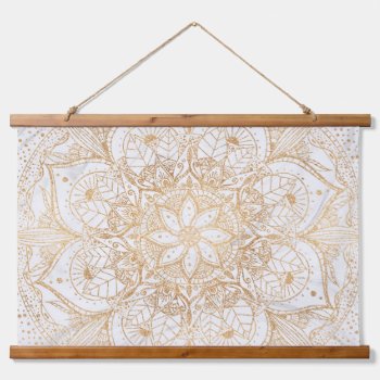 Trendy Gold Floral Mandala Marble Design Hanging Tapestry by Trendy_arT at Zazzle