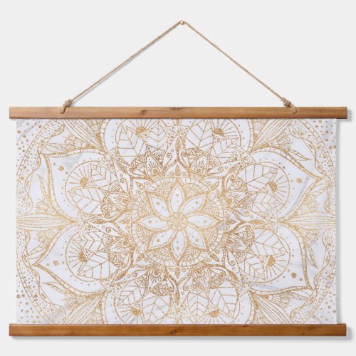 Trendy Gold Floral Mandala Marble Design Hanging Tapestry