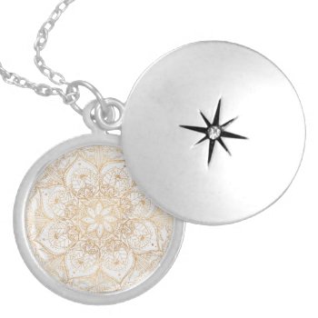 Trendy Gold Floral Mandala Marble Design Locket Necklace by Trendy_arT at Zazzle