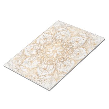 Trendy Gold Floral Mandala Marble Design Notepad by Trendy_arT at Zazzle