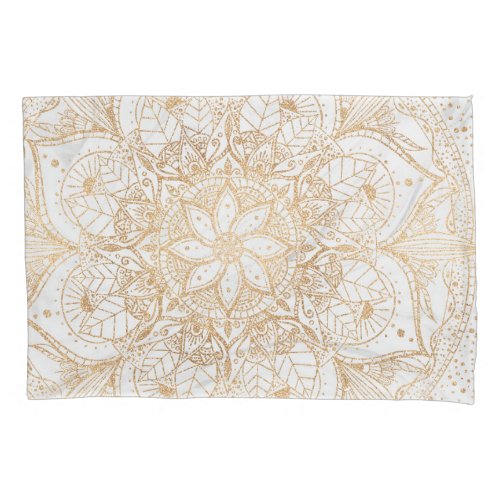 Trendy Gold Floral Mandala Marble Design Pillow Case