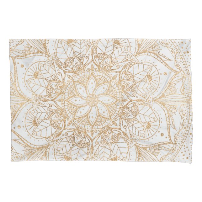 Trendy Gold Floral Mandala Marble Design Pillow Case (Front)